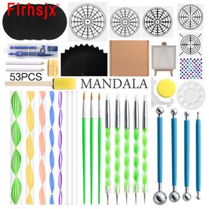 53pcs Mandala Tools Dotting Tools Set Painting Rocks Pintura de estêncil Kit de graffiti para Mandella Art DIY Tools