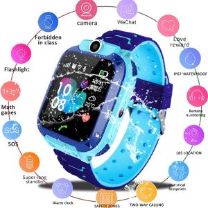 Смотреть Q12 Детские часы Smart Watch Gifs Girls Gift Smart Wwatch с камерой SIM -карты Детская Smart Watch SOS Phone Watch IP67