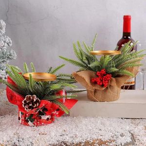 Ljusstakar julhållare ljusstake röd frukt konstgjord bär votiv mittpunkt tealight party dekoration