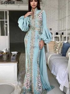 Urban Sexy Dresses Caftan Dress Long Sleeve Saudi Prom Dress Dubai Marockan Kaftan Elegant V Neck sjöjungfru aftonklänning Arabiska kvinnor Formell klänning 240410