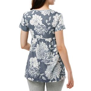 Kvinnors graviditetskläder moderskap avslappnad kort ärm blomma tryck t shirt toppar gravid tunika blus embarazo y matnidad