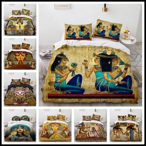 Conjuntos de roupas de cama 3D Conjunto impresso King Twin Tamanho completo da capa de edredom Egito para mulheres adultas decoração de edredão de quarto de meninos