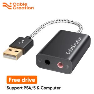 Cartões Interface de placa de som de áudio USB Jack externo Adaptador de áudio de fone de ouvido de 3,5 mm para laptop PC PS3 S4 CARTA DE SOM USB