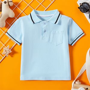 Summer Children Baby T-shirts Gentleman Lapel Blouse Solid Cor Solleeved Casual Top Kid Clothing For Boy 2-7y
