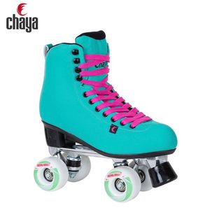 100% Original Powerslide Chaya Quad Skates Professionelle Doppel -Rollschuhe Lederstiefel Basis 4 Räder Skatingschuhe Patinen