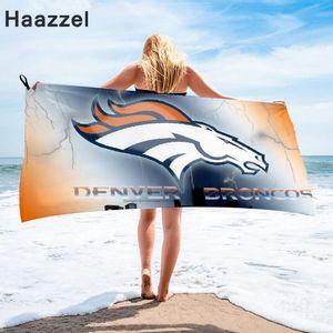 Rugby Denver Broncoes Mikrofiber Banyo Havlusu Havlu Havlusu Kadın İpek Baskılı Uzun Etek Sarılı Bikini Kapalı Güneş Koruyucu Battaniye