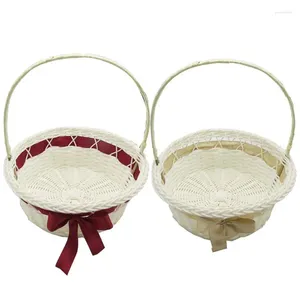 Decorazione per feste Basket Flower Girl Cesti intrecciati Cesti di nozze Camper Rattan per arredamento da giardino vintage