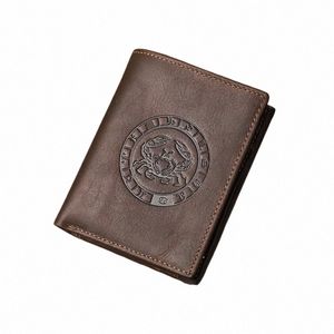 Men's Men's Genuine Leather Animação Carteiras 12 CSTELLATLISTIS CARTO CARTO CARTO CARTO DE COIN MOLE