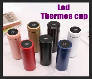 DHL Water Bottle Kettle Thermo Cup med LCD -pekskärm Present Cup Smart Mugg Temperatur Display Vakuum Rostfritt Steel2234143