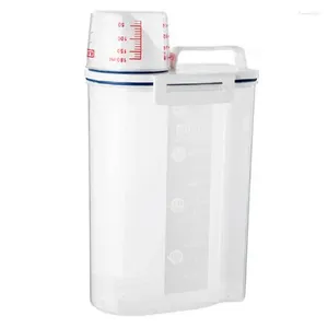 収納ボトルライスビン10 kgボックス壁に取り付けられたプラスチック容器とオーガナイザーホームレストランアクセサリー用の測定カップ付きオーガナイザー