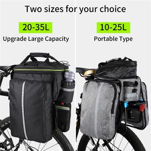 3 em 1 Sacos de bicicleta Bolsa de bicicleta de ciclismo de grande capacidade Rodo de bicicleta de bicicleta de bicicleta de montanha de trunk de trunk de trunk para viagens de transportadora de bagagem de viagem sela