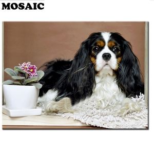 30x40cm Diam Diamond Painting Cross Cruzier Cavalier King Charles Spaniel Dog Pet 5D Mosaic Pattern Bordado de diamante completo