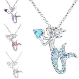 Collana a ciondolo per bambini in stile cinese con design della coda sirena