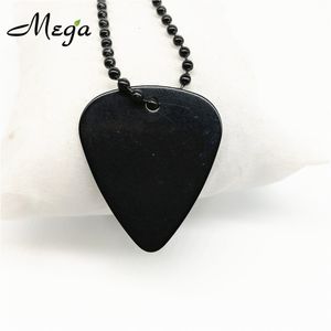 Guitar Picks with Bead Chain, Black Reed Mediator Plectrum, Electric Acoustic Necklace