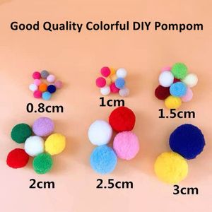 Fluffig plysch pompoms 10mm 15mm 20mm 25mm 30mm mini mjuk pom poms filt boll sy hantverk levererar barn leksak bröllop dekor