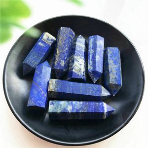 40-50mm Natural Lapis Lazuli Quartz Crystal Point Wand Hexagonal Obelisk Healing Energy Treatment Stone Craft Home Decor Gift