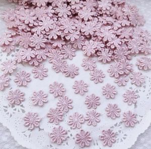 Hot Sale 100 Pcs Quality Korean Pink Daisy Flower Lace Patches Wholesale Embroidered Lace Applique DIY Garment Accessories 14mm