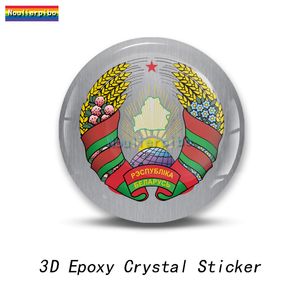 3D Dome Sticker Vitryssland Flagg National Emblem Shield Car Motorcykel Hjälm Laptop Vinyl Waterproof Stereo Epoxy Resin Sticker