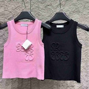 Sommer Fashion Tank Top Women Female Strickdesignerweste sexy Stickerei Eingelegtes Diamantweste Lüftung gewebter Top