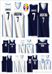 Maglie da basket Argentina di Coppa del Mondo 2019 4 Luis Scola 7 Facundo Campazzo 8 Nicolas Laprovittola 14 Gabriel Deck 29 Patric7048744