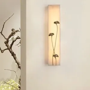 Lampa ścienna Chińska marmurowy marmur LED Copper Garden Sconce salon oświetlenie na dziedzińcu duże schody weranda