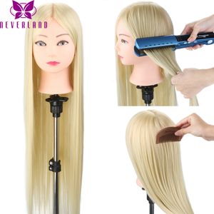Mannequin Heads With Hair Hairdressing Training Braiding Head Cosmetology Mannequin Head Dikk for Hairdresser 75cm Silver