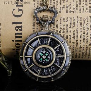 Pocket Watches Exquisite Compass Design VintagesPecial Product Quartz Pocket Necklace Pendant Chain Relogio Romantic Souvenir Y240410