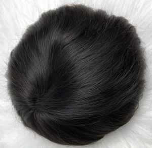 Мужская система волос с полной тонкой кожей Toupee Men Sharepieces Full Pu Toupee Black 1b Бразильская девственная remy remy замена волос для Blac7946285