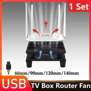 Soğutma 1 Set Ventilador USB TV Kutusu Soğutucu DC 5V 80mm 92mm 120mm 140mm Yönlendirici Fan Soğutma W/Koruyucu Net Sessiz Masaüstü Istar Sebzesi Fanı