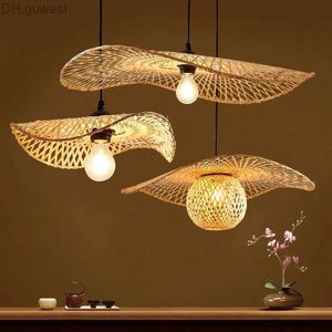 Pendant Lamps 1 handmade woven bamboo chandelier Southeast Asia diameter 35cm Rattan willow Restaurant Rroom art lamp YQ240410