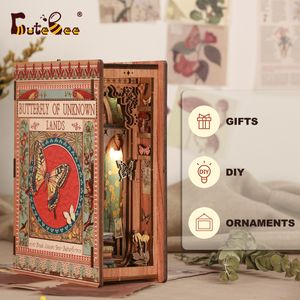 CUTEBEE Book Nook Kit Doll House with Light Butterfly 3D Booknook DIY Eternal Bookstore Bookshelf Insert Model Toy Gift Ideas