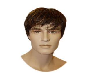 100 remy Human Muds Mens Full Wig Short Men Wigs коричневый цвет RJ361 24964031