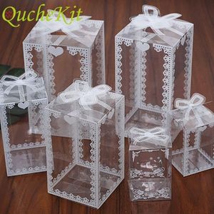 Wrap regalo 10 50 pezzi Clear PVC Box Wedding Christmas Christmas Favor Cake Candy Chocolate Plastic Packaging Boxes Transparent Cas348B