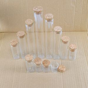 24pcs 10 ml/15 ml/25 ml/30 ml/35 ml/40 ml/45 ml/50 ml/55 ml/60 ml/80 ml małe szklane butelki z korkiem Test Test Test szklane słoiki fiolki fiolki