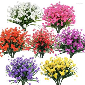 Dekorative Blumen Künstliche Pflanzen im Freien UV -resistente Sträucher Kunstfeder Dekoration Blütenbündel für Pflanzertöpfe vorne Veranda