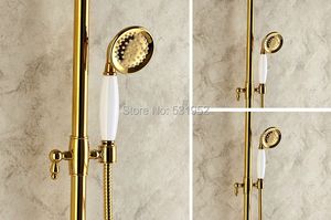 Pvd-TI Gold Finitura Ottone Telefono di doccia Hand Shower Guove Ceramics Manico di 1,5 m Doccia per doccia in oro Placciera oro