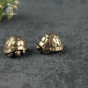 Heavy Ball Shape Turtle Miniatures Figurines Antique Metal Brass Animal Tortoise Small Statue Tea Pet Table Ornament Home Decors