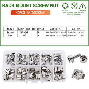 M5 M6 Cage Nuts Bolts Washers Metric Square Hole Hardware Server Rack Screw Mount Clip Nuts Assortment Kit Set