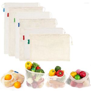 Storage Bags OurWarm Reusable Cotton Mesh Produce For Vegetable Fruit Food Washable Eco With Drawstring Kitchen Organizer