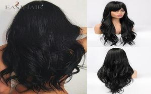 Synthetische Perücken Easihair Long Black Cosplay Körperwelle mit vollen Pony für WhiteBlack Women Brasilian American Natural Hair8179633