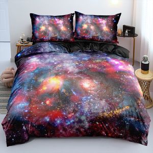 Luxury Galaxy Dark Blue Bedding Set Twin Full Queen King Size Däcke/Quilt Cover Set Shining Stars Starry Sky Comforter Cover