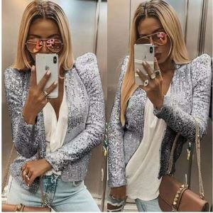 Designer women's clothing 2024 New Womens Fashion Stand up Collar Colored Sequin Coat Short Casual Versatile Small Coat jackets for women leather jacket women JUHV