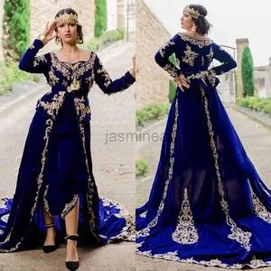 Urban Sexy Dresses Royal Blue sweetheart collar Long Sleeve A-line Gold applique Ladies robe Elegant Ladies PROM party custom luxury evening gown 24410