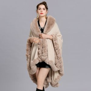 16 colori inverno streetwear women women nero finto cashmere grande pendulum long poncho cape string fox fuorle coat sciolte sciolte