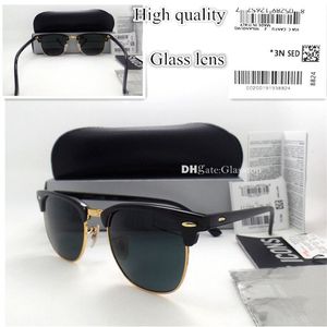 Üst kaliteli cam lens metal menteşe erkekler kadın tahta çerçeve güneş gözlüğü UV400 51mm yarım çerçeve tasarımcısı vintage gölge cıva aynası bo257v
