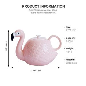 YMeei Creative Flamingo TEAPOT SET CERAMIC TEAPOT MED HANTERING Söt djur Mark Cup Pink Porslin Tea Pot Teaware Drick Tools Tools