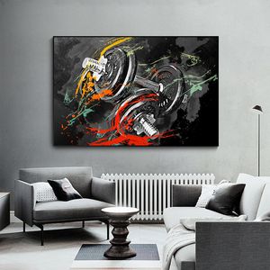 Акварельная штанга спортивный стиль Fitnessm Art Prict Print Print Print Print Canvas картина абстрактная гантели