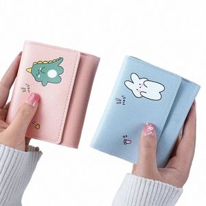Koreańskie Fi Carto Pu skórzane portfele Kobiety Krótkie uchwyty na karty wielofunkcyjne Kluczowe portfele urocze dzieci Portfelki studenci 93sc#