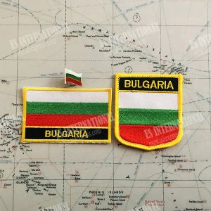 Bulgarien National Flag Brodery Patches Badge Shield and Square Shape Pin One Set på tygarmbandets ryggsäcksdekoration