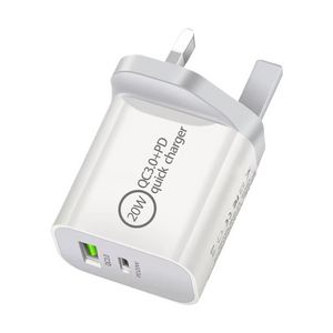 2024 Reseadapter Väggladdare 20W PD 3.0 USB C till C Fast Power Plug -adapterkabel för iPhone Samsung Huawei Xiaomi US EU Plug White Color 100st/Box